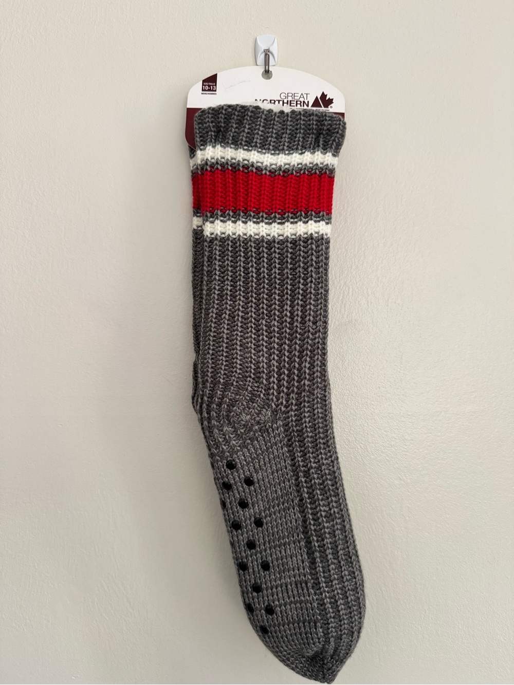 GREAT NORTHERN Men's Fleece Lined Gertex Socks - Size 10-13 - NEW - Gray/Red